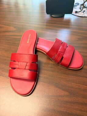 Cole Haan Women's Flynn Slotted Slides Red Size 9 B